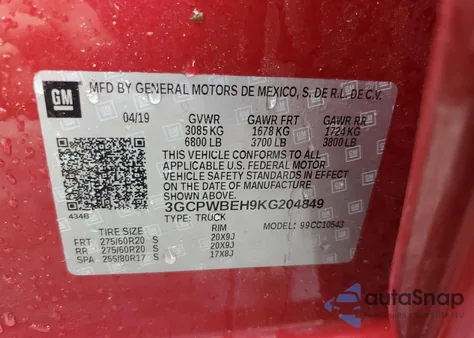 2019 Chevrolet Silverado C1500 Custom from USA, damaged, VIN 3GCPWBEH9KG204849